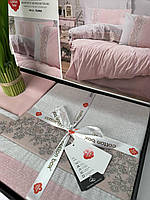Комплект постельного белья ранфорс Cotton Box "Folk Art " Евро Серый-розовый