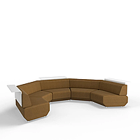 Радиусный диван для зон ожидания Slice комплект из пяти кресел ткань Азур Бронза (Kulik System ТМ)