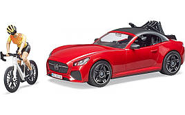 Іграшка Bruder автомобіль Roadster з велосипедом та фігуркою (03485)