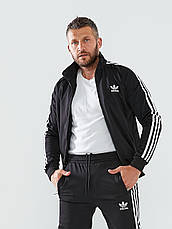 Чоловічий спортивний костюм Adidas зі смужками спорт костюм Адідас теплий на тонкому флісі чорний, фото 5