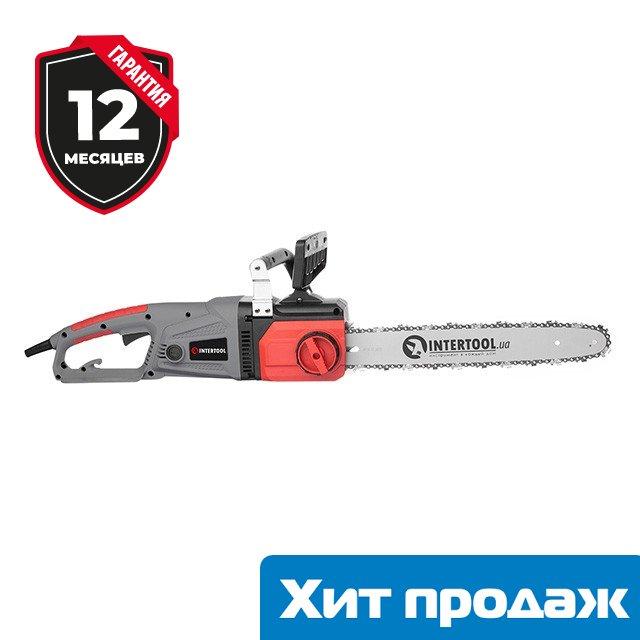 Пила ланцюгова електрична 2400 Вт прямий двигун ТМ "ІНТЕРТУЛ" DT-2206 потужна, аварійна зупинка двигуна
