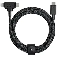 Универсальный шнур для зарядки техники 1.5 метра USB-C to USB-C/Lightning Native Union Belt Black