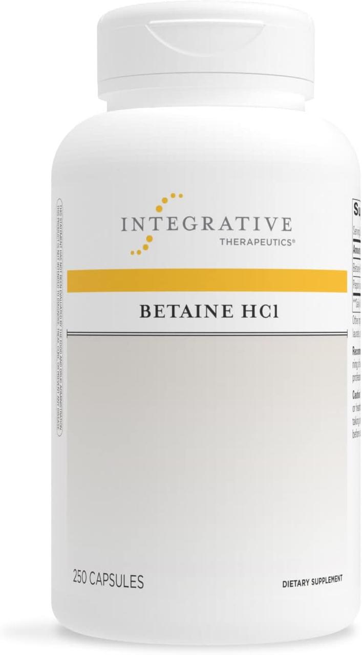 Integrative Therapeutics Betaine HCl / Бетаїн HCI підтримка здорової кислотності шлунка 250 капсул, фото 1