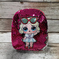 Рюкзачок с двухсторонними пайетками "Лол", маленький розовый детский рюкзак для девочки в садик