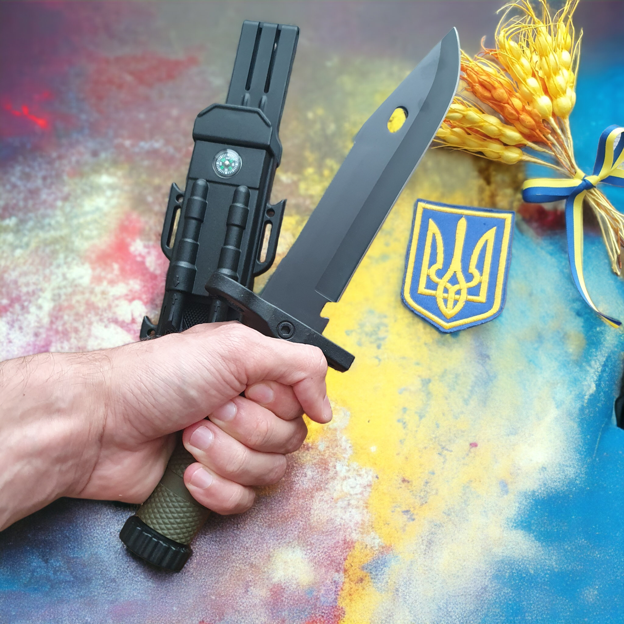 Надійний туристичний ніж з кресалом та компасом, мисливський для походів та виживання, GP27