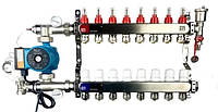 Коллектор для теплого пола в сборе с насосом EUROPRODUCT (8 КОНТУРОВ )