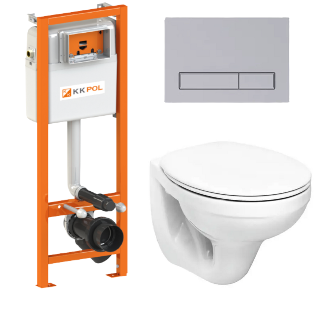 Комплект Інсталяція з кнопкою kkPol ПОЛЬЩА + Унітаз Подвісний з Баком