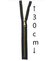 Молния - змейка металлическая для сумок цвет черный/золото 30 см
