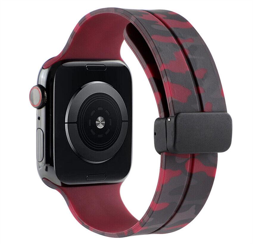 Силіконовий ремінець Military з магнітною застібкою для Apple Watch Wine Red • 42/44/45/49mm