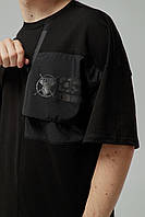 Мужская футболка с системой MOLLE оверсайз черная | Тенниска молодежная широкая летняя Зип Люкс качества