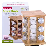 Набір ємностей для спецій на квадратній підставці 12 шт. Kamille