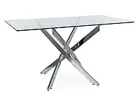 Стол Signal обеденный Agis II 140*80 прозрачный/хром | кухонный стол | стол для гостиной и кухни