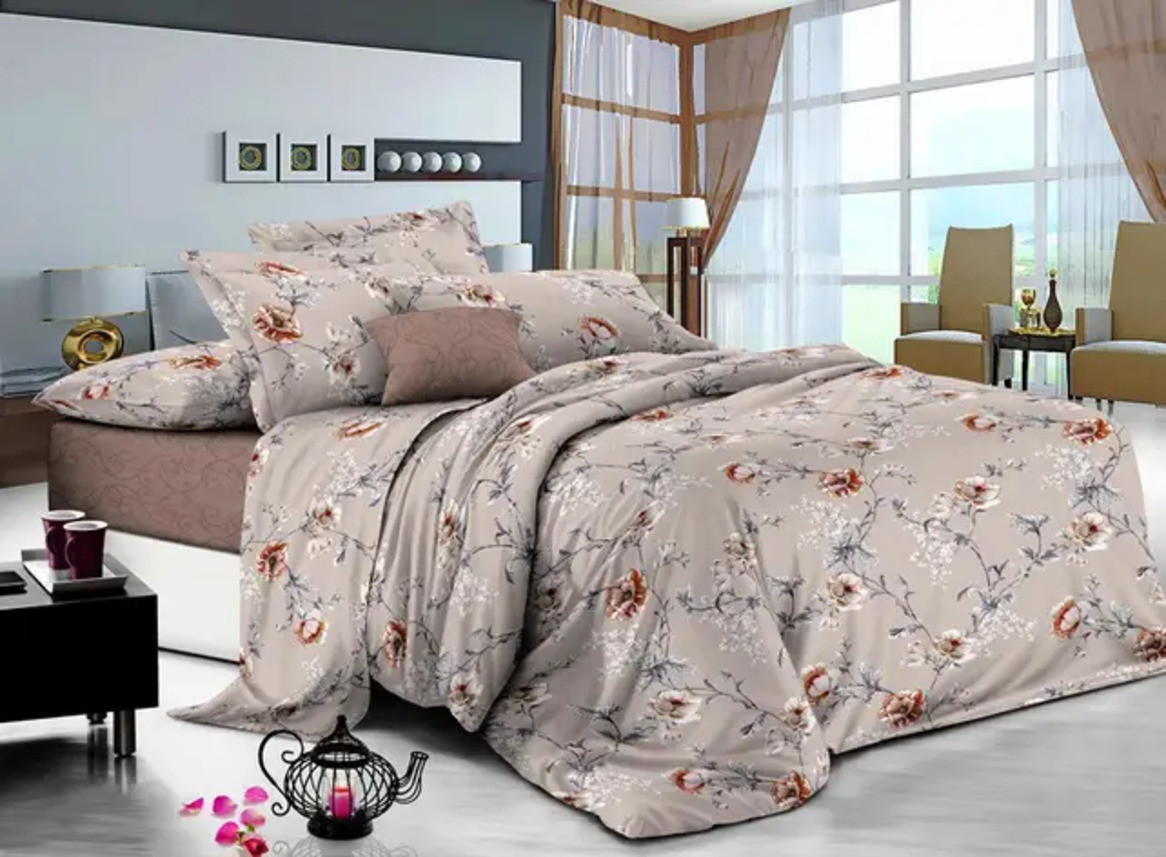 Постільний комплект двоспальний 180х220 Ранфорс бавовна (21320) Молодіжна постільна білизна двоколірна, фото 1