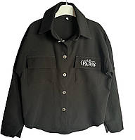 Черная рубашка блузка для девочки 140-146 см оверсайз
