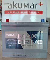 Автомобильный аккумулятор 75Ah 720A L+ Max Drive ASIA (левый +)