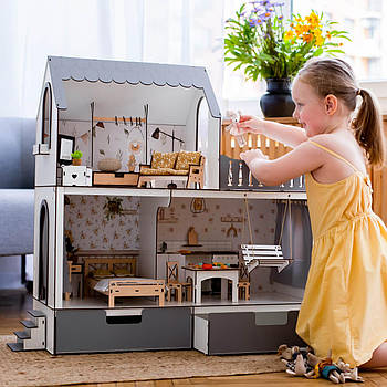 "МРІЯ ЕКО з органайзером" ляльковий будиночок NestWood для Барбі + вітальня