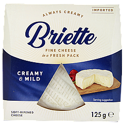 Сир камамбер вершковий та м`який Брієтте Briette creamy mild 125g 10шт/ящ (Код: 00-00001303)