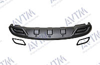 Диффузор накладки на задний бампер Hyundai Accent 2011-2017 обманки черные заднего бампера Хюндай 2