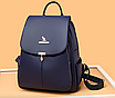 Рюкзак жіночий шкіряний Hefan Daishu Braided Синій, фото 3