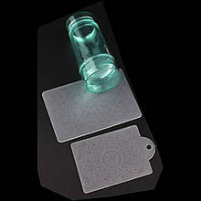 Двосторонній штамп (6.5 см) для стемпінгу з двома скраперами (пластинами) для створення дизайну на нігтях. Зелений - CT:N10