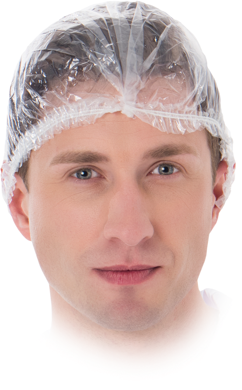Шапочка одноразова кліп-бере з поліетилену CZE-FOL REIS (100 шт.) прозорий, фото 1