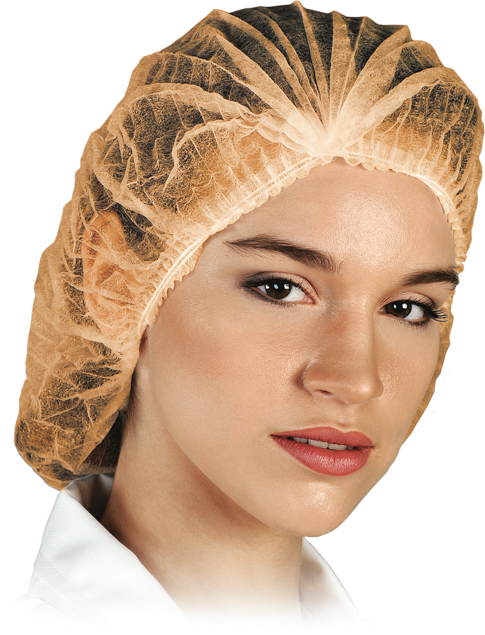 Шапочка одноразова кліп-бере на подвійній гумці REIS (100 шт. в уп) жовтогарячий, фото 1