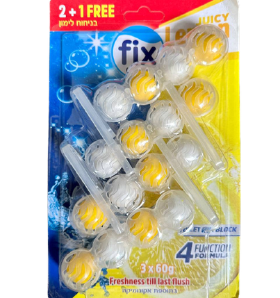 Туалетний блок для унітазу FIX лимон, 60г*4, фото 2
