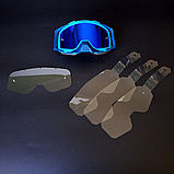 Мотоокуляри для мотоцикла для мото шолома мото окуляри зеркальні зі змінною лінзою JIE POLLY Синій (FJ-061), фото 10