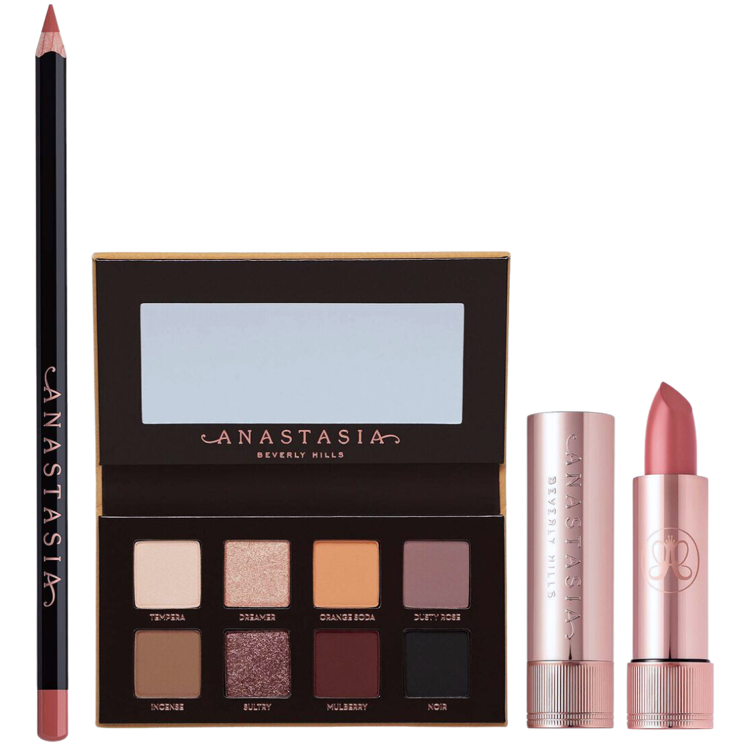 Набір тіні + помада + олівець для губ Anastasia Beverly Hills Soft Glam Deluxe Trio 3 мл + 1.14 г + 6.4 г