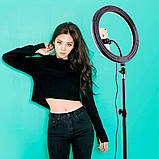 Кільцева світлодіодна лампа RGB MJ-26 на штативі, 26см, (1 тримач), фото 7