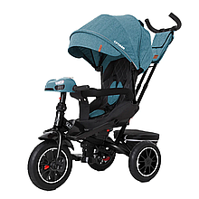 Велосипед триколісний з ручкою дитячий Tilly Cayman надувні колеса бірюзовий