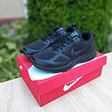 Кросівки чоловічі Nike Flyknit Racer зимові термо-чорні, низькі водонепроникні модні теплі, фото 4