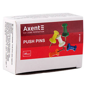 Кнопки-цвяшки кольорові 30шт Axent 4203-А  //20шт/уп