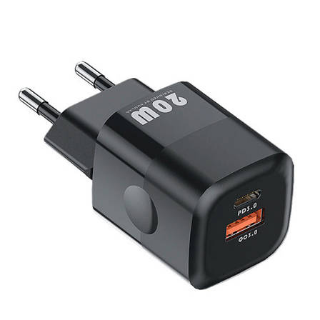 Мережевий зарядний пристрій USB Type-C QC3.0 PD 20Вт KUULAA, чорний, фото 1