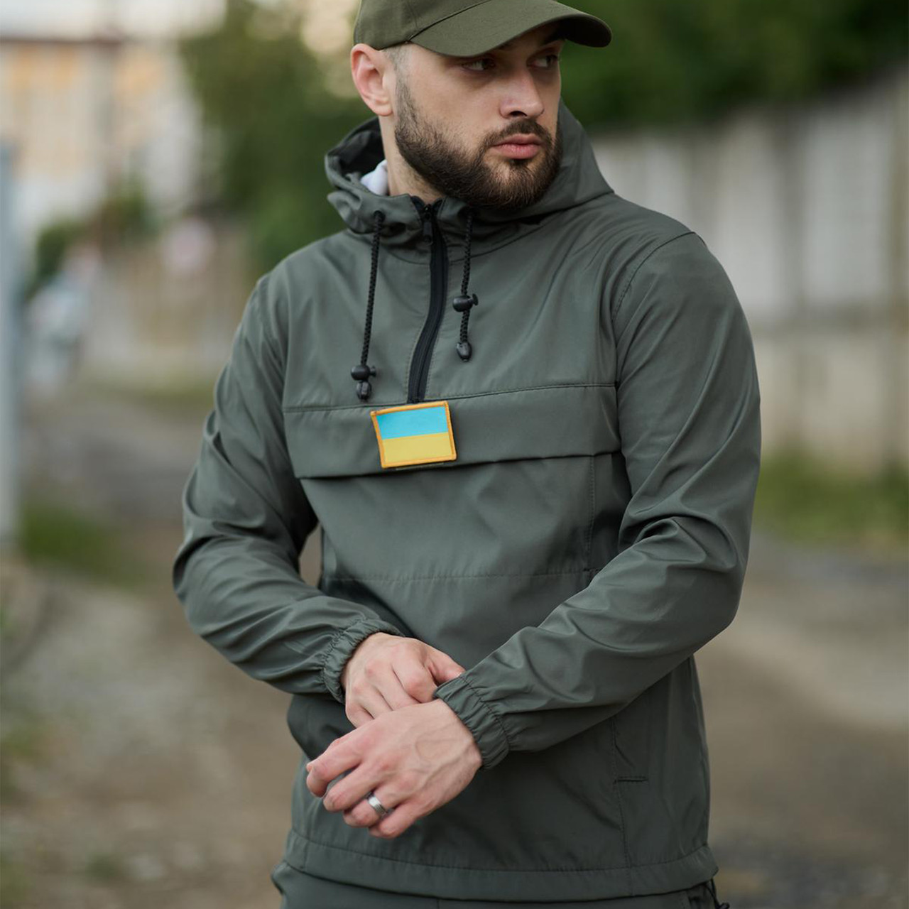 Анорак тактичний військовий Оліва / Військова вітровка з липучками для шевронів/Армійський анорак для ЗСУ Оліва, фото 1