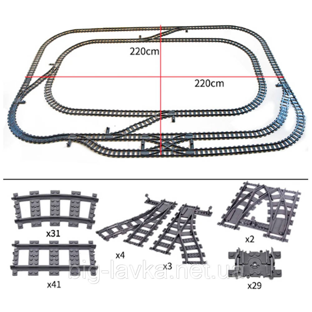 Комплект рейок для керованого поїзда від бренду Kazi 110 шт Train Tracks 02