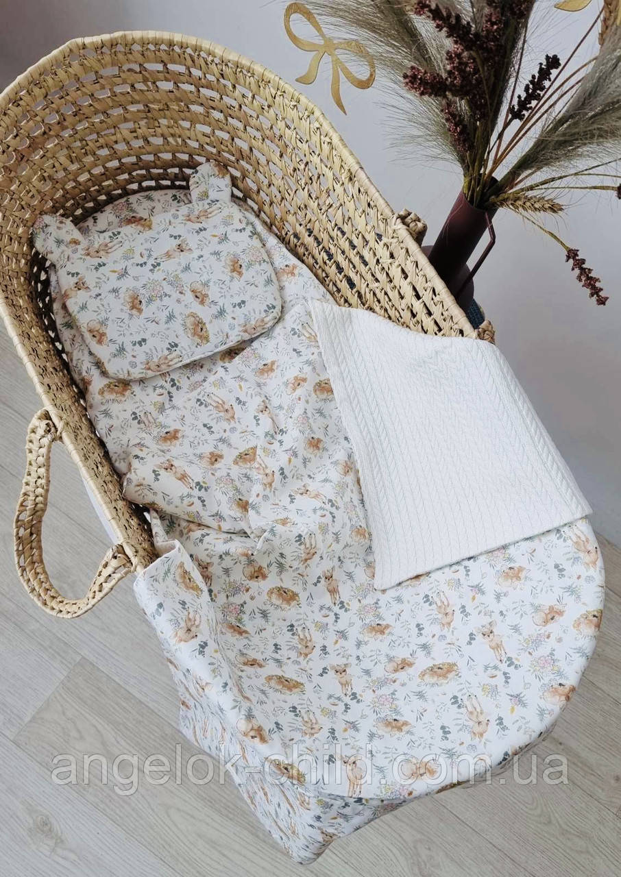 Набір в коляску (ковдра , простирадло, подушка), набір для новонародженого Angelok-child, фото 1