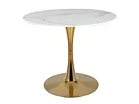 Стол Signal обеденный Espero белый эффект мрамора/золото д.90 | стол для кафе | стол для гостиной и кухни