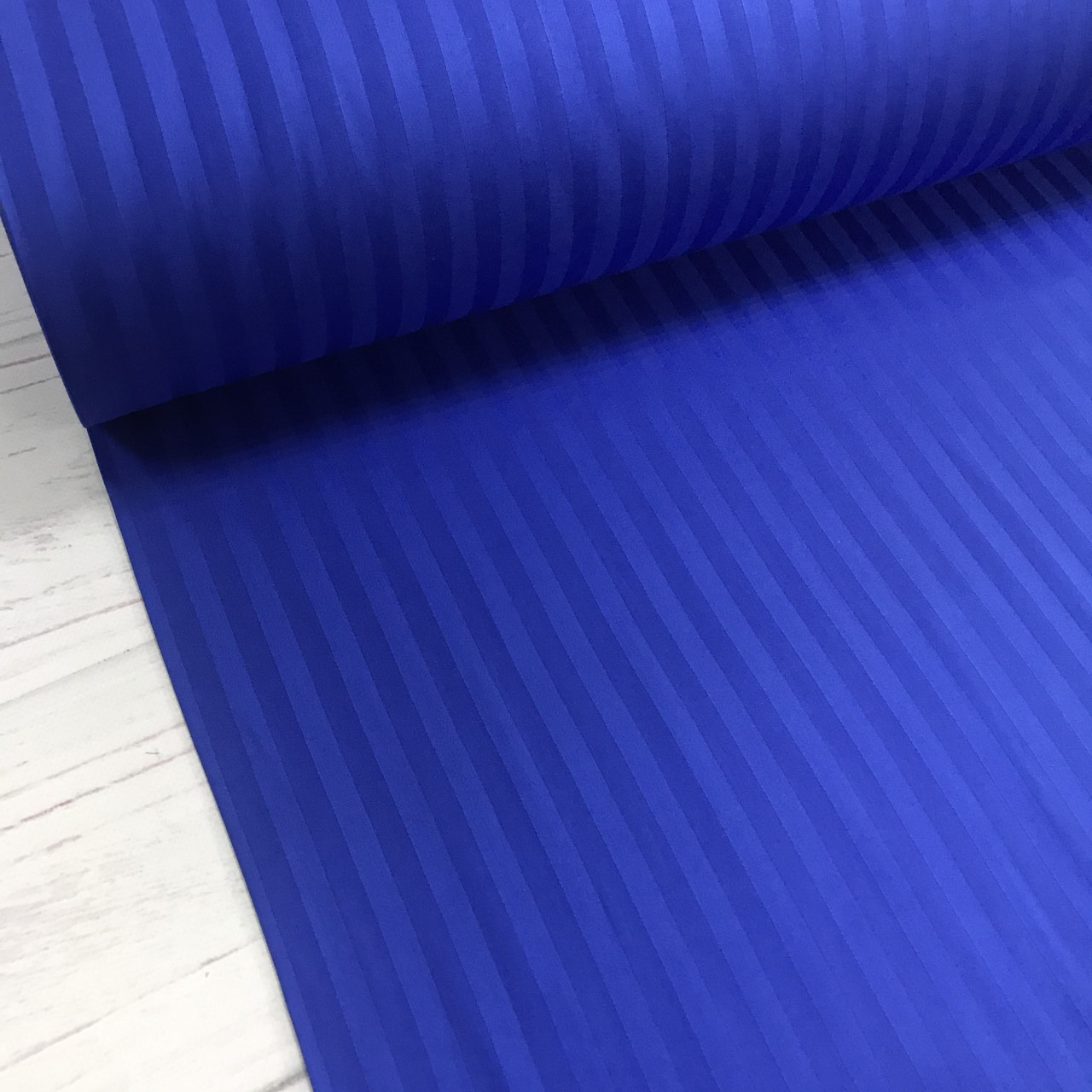 ВІДРЕЗ (1,1*2,4) Страйп сатин 100% бавовна (ТУРЦІЯ шир. 2,4 м) колір електрик (SAT-ST-FR-28), фото 1