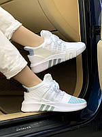 Женские летние кроссовки Adidas EQT Equipment White/Blue (белые с голубым) лёгкие светлые кроссы А0031