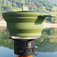 Каструля зі сталевим дном складана силіконова туристична 2,5 л Хіт продажу!