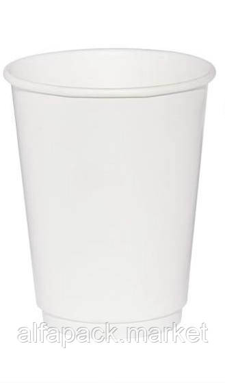 Стакан паперовий двошаровий 340 мл, білий d-80 (25шт/пак/875) 062100070