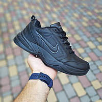 Кроссовки мужские Nike Air Monarch Black зимние термо черные низкие кожа модные легкие найк монарх