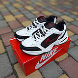 Кросівки чоловічі Nike Air Monarch зимові термобілі з чорними шкіра модні легкі найк монарх, фото 2