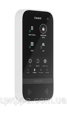 Клавіатура Ajax KeyPad TouchScreen біла, фото 1