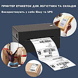 Принтер етикеток UKRMARK 450BTS USB+Bluetooth+тримач етикеток , MAX 108MM,чорний. Принтер прямого термопереносу, фото 3