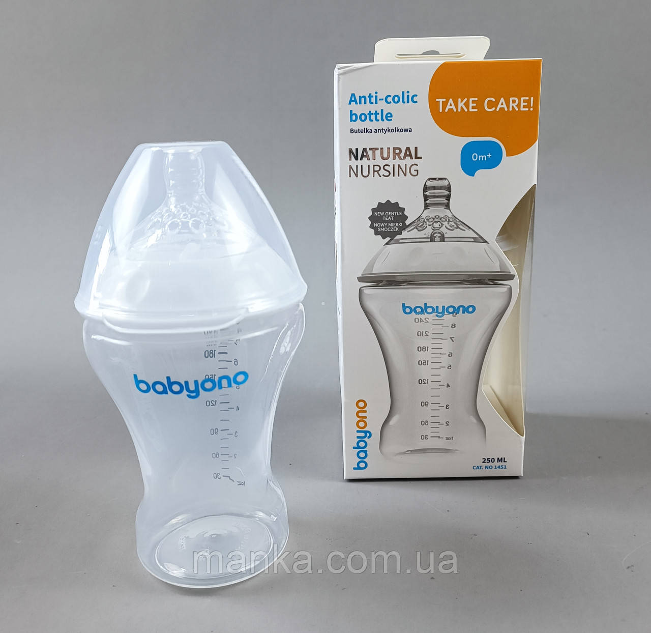 Пляшечка антиколікова широке горлишко "Natural nursing" BabyOno 1451, 260 мл, 1451, фото 1