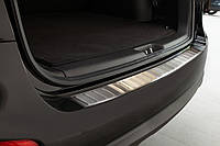 Накладки на задний бампер Hyundai Santa Fe 2011-2012 полирован. Защитные декоративные накладки на бампер 2