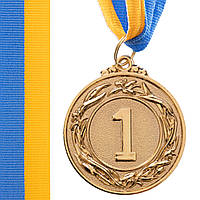 Медаль спорт d-4.5см C-3969-1 GLORY золото 20г с лентой