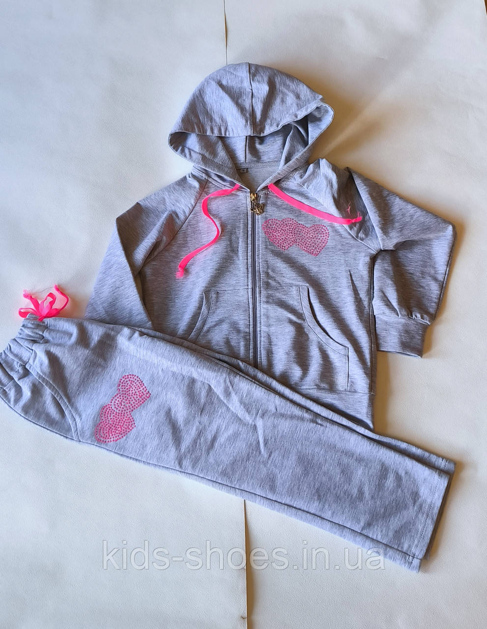 Спортивний трикотажний костюм для дівчинки 116 зріст серце - фото 1 - id-p1910596214